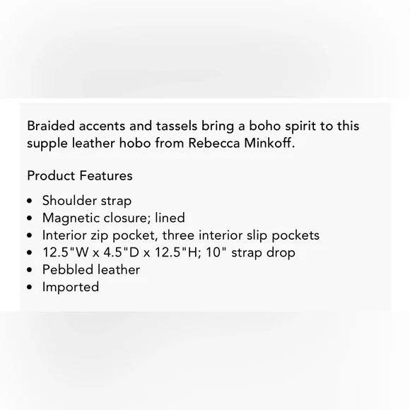 Rebecca Minkoff Isobel Pebbled Soft Leather Hobo Shoulder Purse Camel Brown - Picture 15 of 15